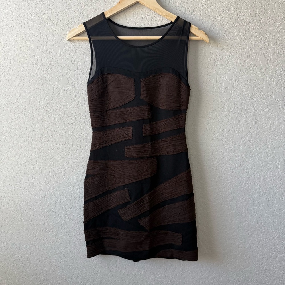 Bailey 44 Black‎ and Brown Bandage Mini Dress